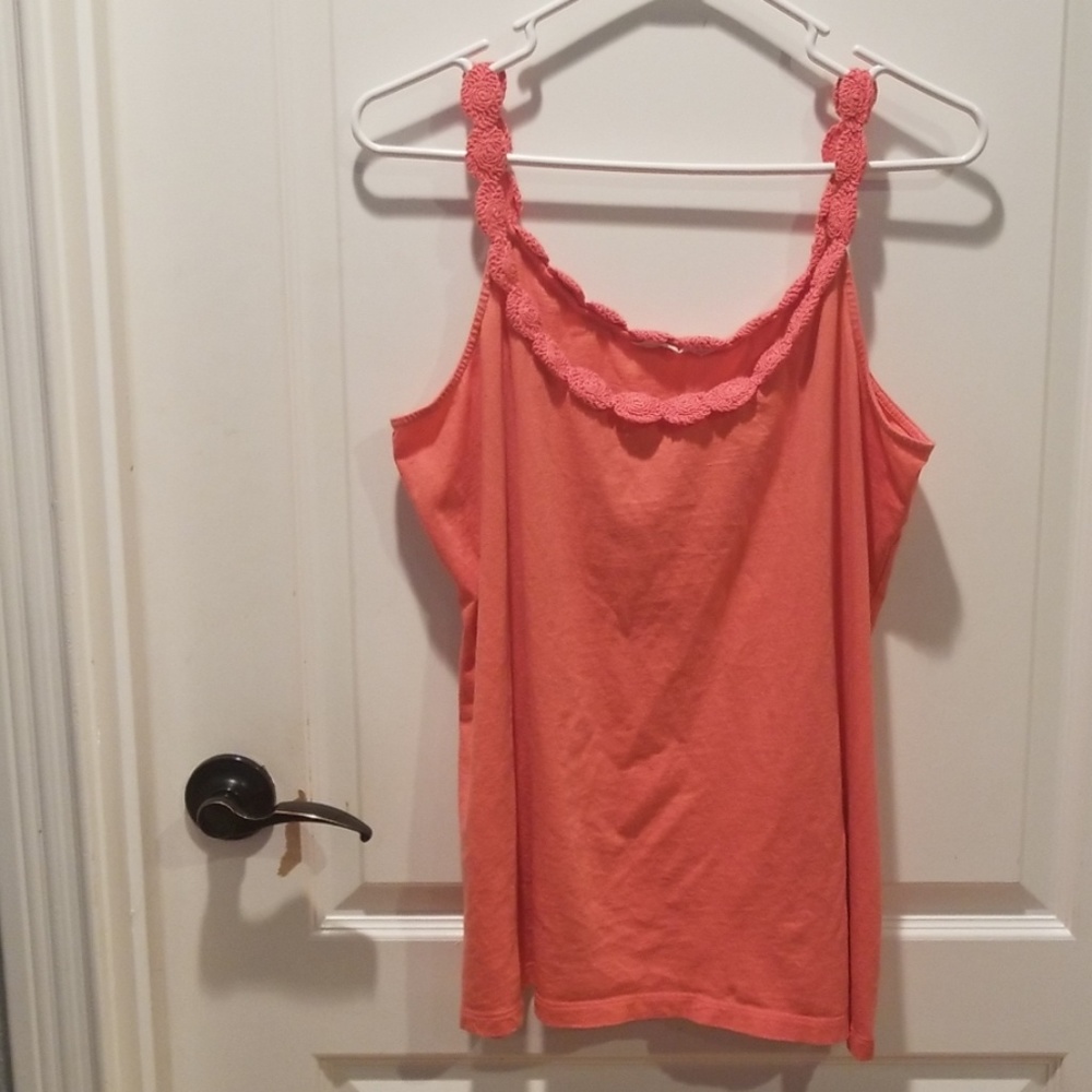 Bright coral colored tank top